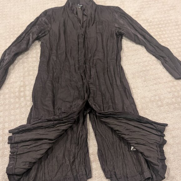 Eileen Fisher Metallic Crinkle Jacket Button Down Coat Brown - Women sz M - Picture 4 of 4